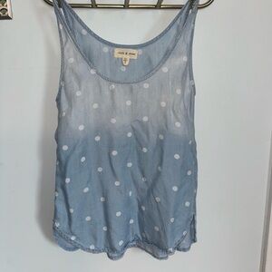Anthropologie Cloth & Stone Chambray Polka Dot Tank S